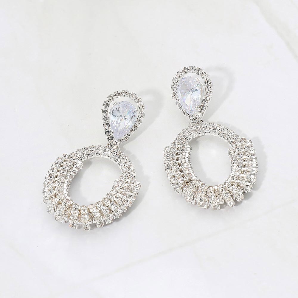Elegant Silver Crystal Drop Earrings
